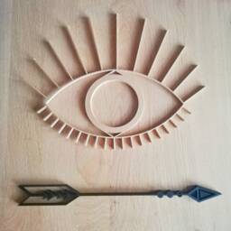 Wooden Boho Eye - Geometric Evil Sculpture 3D Hanging Wall Art Figure Decor Scandinavian Style Hygge - thumbnail 3