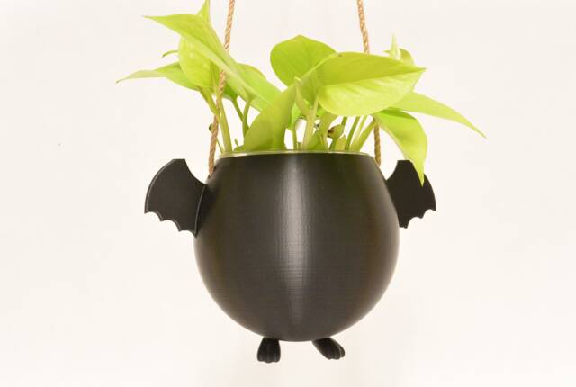 Flying Bat Plant Pot Cute Hanging Planter 3D Printed Halloween Gift Gothic Home Decor Fall Holder Wings Animal - image 1
