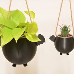 Flying Bat Plant Pot Cute Hanging Planter 3D Printed Halloween Gift Gothic Home Decor Fall Holder Wings Animal - thumbnail 2