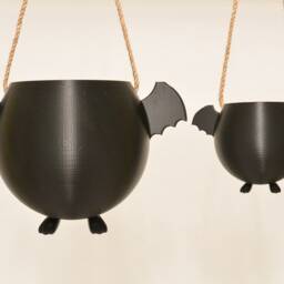Flying Bat Plant Pot Cute Hanging Planter 3D Printed Halloween Gift Gothic Home Decor Fall Holder Wings Animal - thumbnail 3