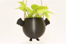 Flying Bat Plant Pot Cute Hanging Planter 3D Printed Halloween Gift Gothic Home Decor Fall Holder Wings Animal - thumbnail 1