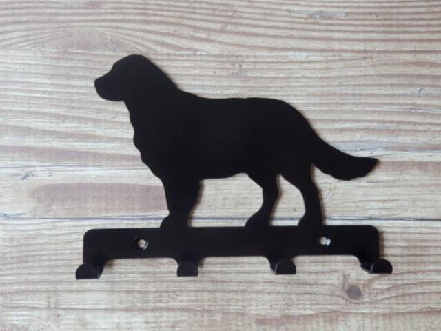 Golden Retriever Silhouette Key Hook Rack - Metal Wall Art - Left-Facing - image 1