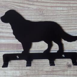 Golden Retriever Silhouette Key Hook Rack - Metal Wall Art - Left-Facing - thumbnail 3