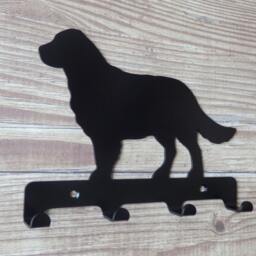 Golden Retriever Silhouette Key Hook Rack - Metal Wall Art - Left-Facing - thumbnail 2