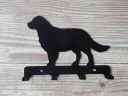 Golden Retriever Silhouette Key Hook Rack - Metal Wall Art - Left-Facing - thumbnail 1