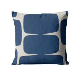 Scion Lohko Indigo Cushion Cover Navy Blue Geometric Linen Pillow - thumbnail 1