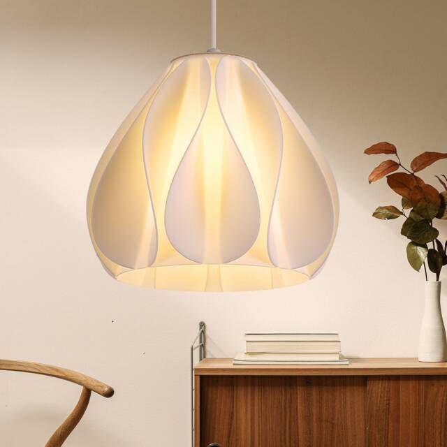 3D Printed Flower Hanging Lamp, Dining Table Round Ceiling Lighting, Housewarming Gift - image 1