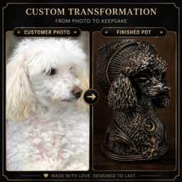 Custom Pet Planter - Cast Stone Dog Cat Photo Pot, Gothic Moon Familiar - thumbnail 2