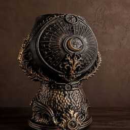 Custom Pet Planter - Cast Stone Dog Cat Photo Pot, Gothic Moon Familiar - thumbnail 3