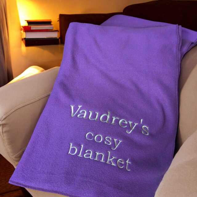 Snuggle Blanket Personalised Single Fleece Cosy Throw Blankets in Choice Of Colour Embroidered Name, Initials Or Little Message - image 1