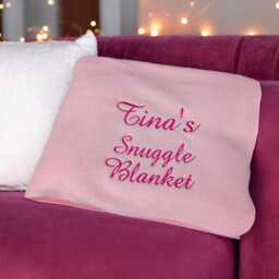Snuggle Blanket Personalised Single Fleece Cosy Throw Blankets in Choice Of Colour Embroidered Name, Initials Or Little Message - thumbnail 3
