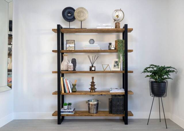 Reclaimed Wood Bookcase - Rustic Shelving Unit, Box Section Frame - image 1
