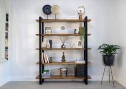 Reclaimed Wood Bookcase - Rustic Shelving Unit, Box Section Frame