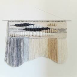 Large Wall Art Tapestry Woven Hanging Macrame Yarn Wedding Backdrop Decor Coffee Brown Gray Beige - thumbnail 3