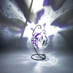 Purple Butterfly Glass Candle Holder Shadow Casting Home Decor - thumbnail 4