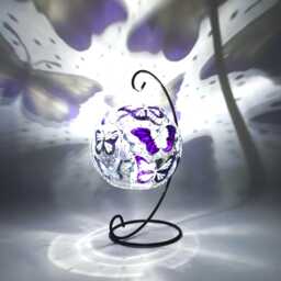 Purple Butterfly Glass Candle Holder Shadow Casting Home Decor