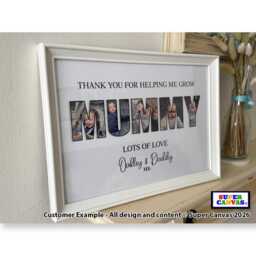 Mum Grandma Sister Nana Friend Daughter Personalised Handmade Photo Word Art Custom Framed A4 A3 Print Mothers Day Birthday Gift - thumbnail 1