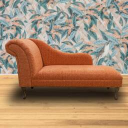 Vintage Orange Large Chaise Longue - Paprika Indoor Lounger Handmade in Britain - thumbnail 3