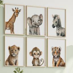 Choose Your Own Safari Jungle Animal - Set Of Unframed Prints Elephant Giraffe Zebra Lion Tiger Monkey A4 A3 Nursery Neutral - thumbnail 3