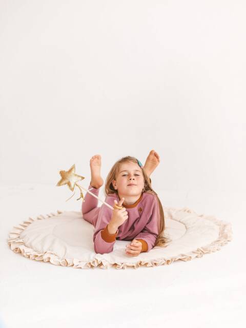 Round Baby Play Mat, Floor Ruffle Decor Teepee Cushion, Area Activity Pad, Frilly Playmat, Minicamp - image 1