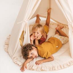 Round Baby Play Mat, Floor Ruffle Decor Teepee Cushion, Area Activity Pad, Frilly Playmat, Minicamp - thumbnail 2