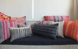 Hmong Batik Cotton Lumbar Pillow Cover Handwoven Tribal Textile Cushion - thumbnail 1