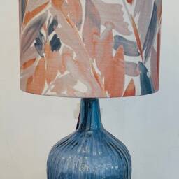Navy Ripplelamp- Recycled Glass - Natural Linen Flex H36cm X D20cm - thumbnail 2