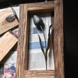 Metal Tulip in Wood Frame, Wrought Iron Flower Wall Decor, 5Th 6Th Anniversary, Original Art By Thesteelstylethings - thumbnail 4