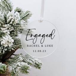 Personalised First Christmas Engaged Ornament - Engagement Keepsake Gift Announcement Prop - thumbnail 1