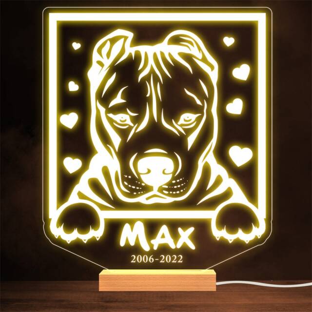 American Pit Bull Terrier Dog Memorial Pet Loss Personalised Gift Night Light - image 1