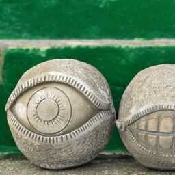 Concrete Eye Sphere Statue Stone Abstract Ball Sculpture Surreal Cement Art Decor Outdoor Garden Ornament Unique Handmade Design Gift - thumbnail 2