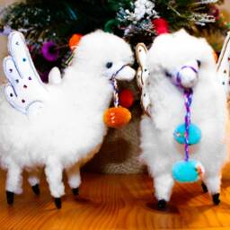Small Angel Peruvian Stuffed Alpaca Christmas Tree Ornament - Gift Ideas, Handmade Decoration - thumbnail 3
