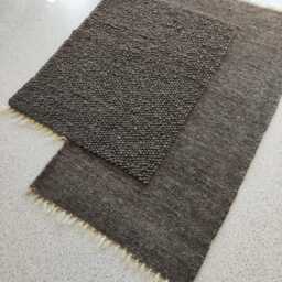 Irregular Hand-Knotted Wool Area Rug, Modern Grey Carpet For Dining Room, Minimalist Designer Accent Unique Etsy Gift Housewarming - thumbnail 3
