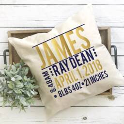 Birth Announcement, Stats, Stat Pillow, Baby Shower Gift, Nursery Decor, Parents New - thumbnail 3
