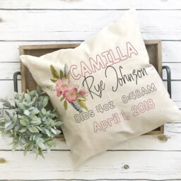 Birth Announcement, Stats, Stat Pillow, Baby Shower Gift, Nursery Decor, Parents New - thumbnail 2