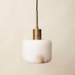 Alabaster Pendant Light - Solid Brass Hanging - thumbnail 1