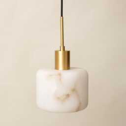 Alabaster Pendant Light - Solid Brass Hanging - thumbnail 2