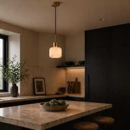 Alabaster Pendant Light - Solid Brass Hanging - thumbnail 3