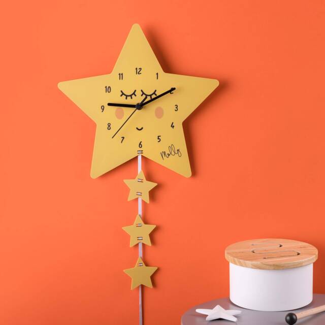Children's Sleepy Star Matt Bedroom Clock With Name - image 1