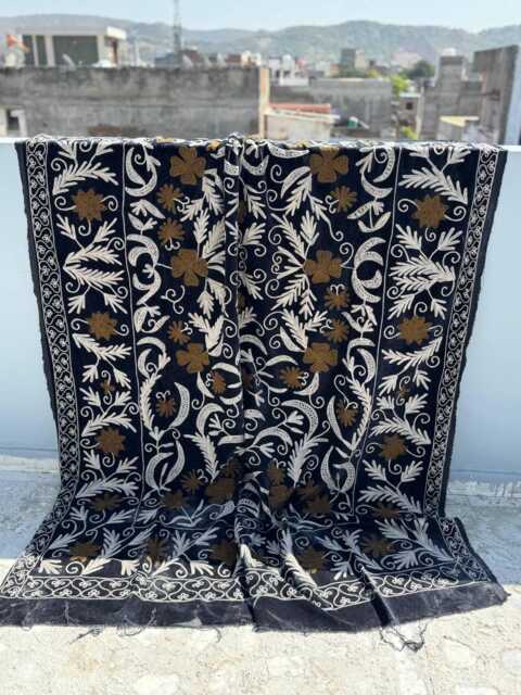 Velvet Suzani Quilt - Handcrafted Embroidered Bedding, Bohemian Ethnic Decor - image 1