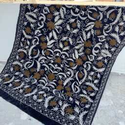 Velvet Suzani Quilt - Handcrafted Embroidered Bedding, Bohemian Ethnic Decor - thumbnail 4
