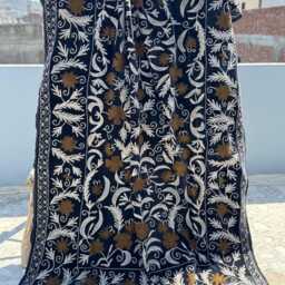 Velvet Suzani Quilt - Handcrafted Embroidered Bedding, Bohemian Ethnic Decor - thumbnail 3