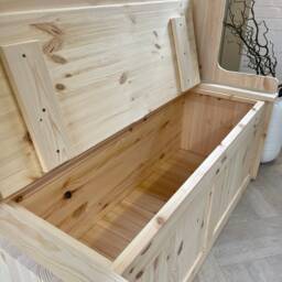 Unpainted Solid Pine Storage Bench, Entryway Bench - thumbnail 4
