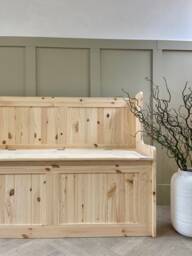 Unpainted Solid Pine Storage Bench, Entryway Bench - thumbnail 1