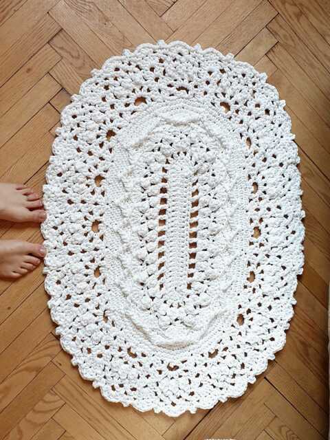 Crochet Textured Oval Rug 3D Baby Room Mat - image 1