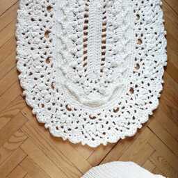 Crochet Textured Oval Rug 3D Baby Room Mat - thumbnail 4