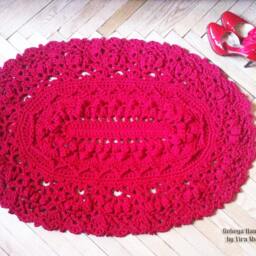 Crochet Textured Oval Rug 3D Baby Room Mat - thumbnail 3