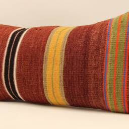 Bohemian Cushion Wool Pillow, Sofa Pillow Bed Aztec Very Rare Kilim 12x24 Emroidered Throw 4Oaf-233 - thumbnail 3
