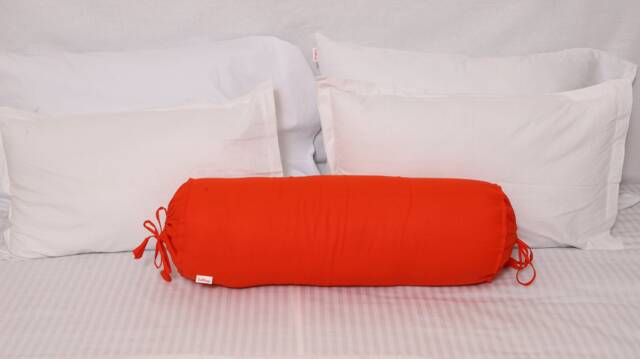 Orange Bolster Pillowcase Round Cylindrical Long Cushion Cover For Yoga , Leg Rest , Meditation , Cotton Solid 9 - image 1