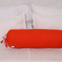 Orange Bolster Pillowcase Round Cylindrical Long Cushion Cover For Yoga , Leg Rest , Meditation , Cotton Solid 9 - thumbnail 2